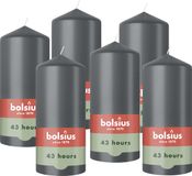 Bolsius - Gladde Stompkaarsen - 6 Stuks - Antraciet - 13 cm - 43 Branduren