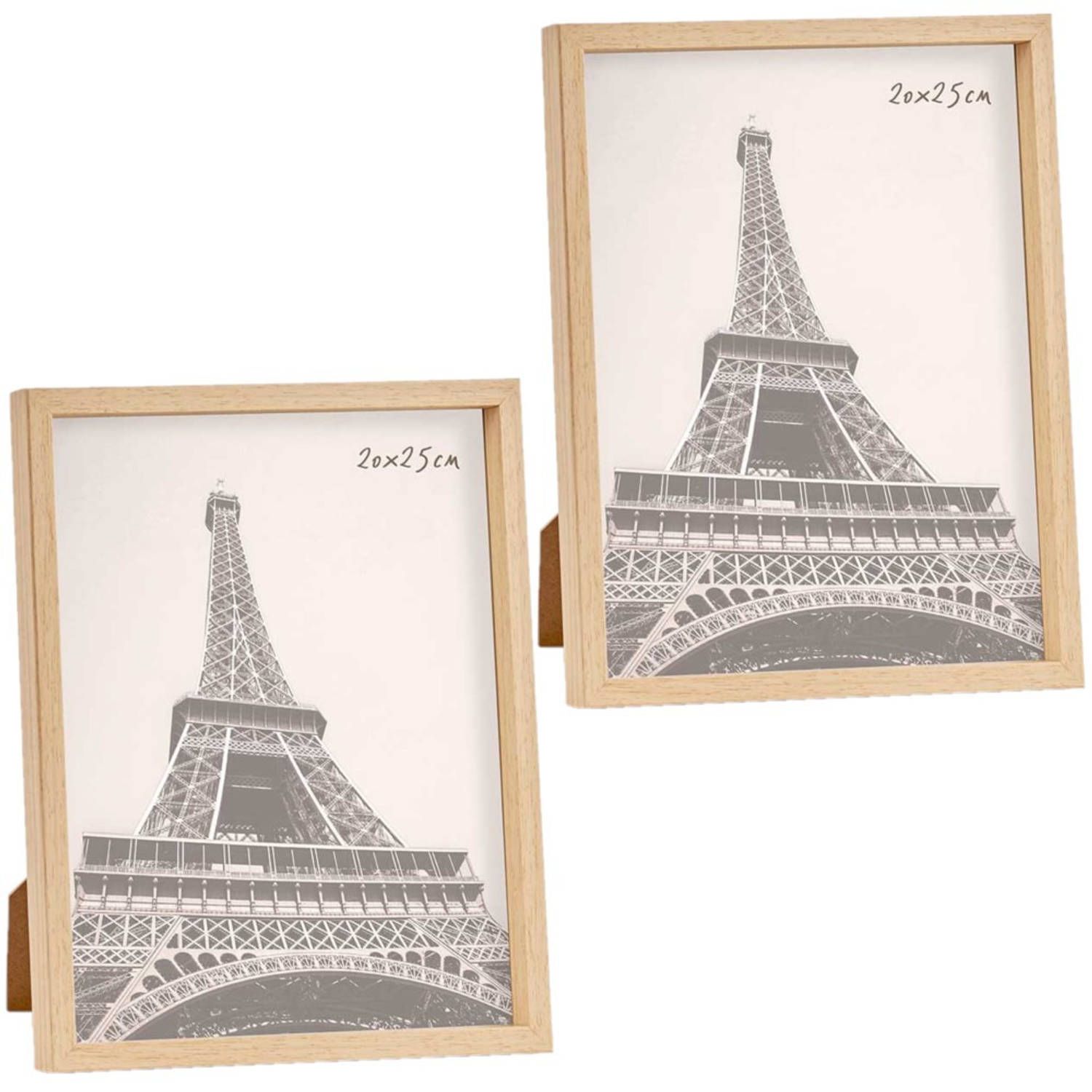 Arte r 2x stuks kunststof fotolijst met hout look 20 x 25 cm