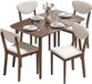 HOMCOM Ensemble de table à manger - MDF, bois d'hévéa - 120 x 75 x 74,5 cm - Crème