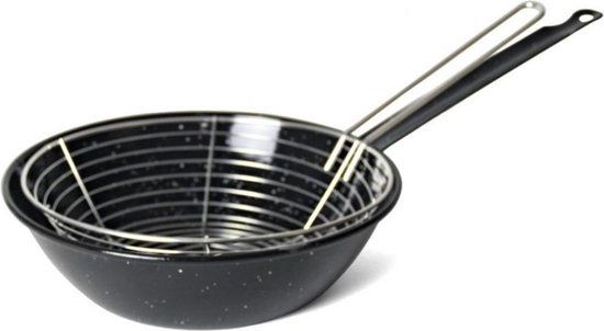 Gerimport La Ideal frituurpan 27 cm staal zwart 2 delig