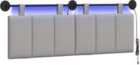 vidaXL Hangend Hoofdbord met LED-verlichting Wolkengrijs Stof