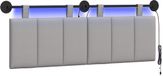 vidaXL Hangend Hoofdbord met LED-verlichting Wolkengrijs Stof