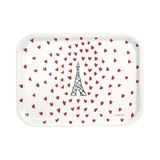 Decoratief Eiffeltoren Decoratief dienblad met hartmotief, 20 x 27 cm, berkenhout, wit en rood