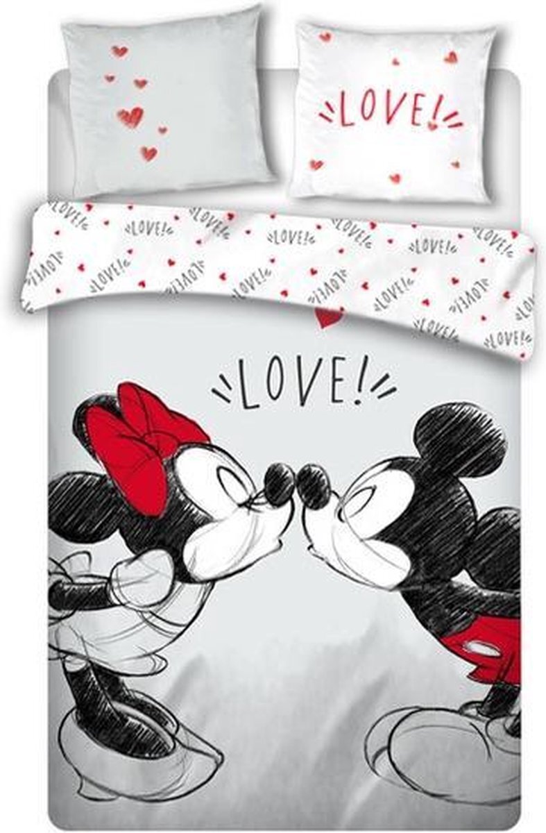 Disney Minnie Mouse Dekbedovertrek Love - Lits Jumeaux - 240 x 220 cm - Wit