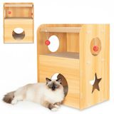 COIL Krabton, kattenhol, kattenkrabpaal, kattenmand, kattenligstoel, krabbeneter, Milieuvriendelijk bed, krabkarton, MDF, Hoogte: 55 cm