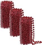 Othmar Decorations Bv Kralenslinger - 4x stuks - rood - kunststof - 8 meter