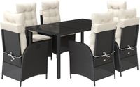 vidaXL 7-delige Tuinset met Kussens Poly Rattan Zwart