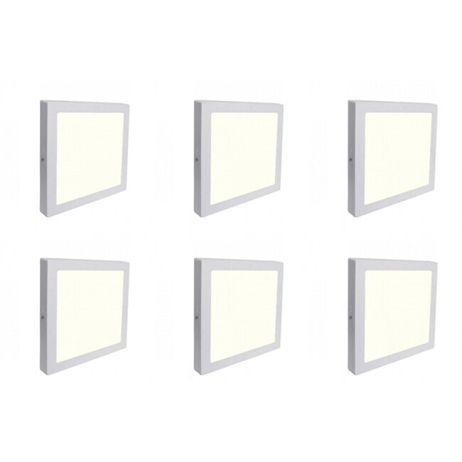 BES LED LED Downlight 6 Pack - Opbouw Vierkant 18W - Natuurlijk Wit 4200K - Mat Wit Aluminium - 225mm