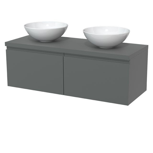 Maxaro Badkamermeubel Modulo Plato 120cm Middengrijs 2 Lades Greeploos