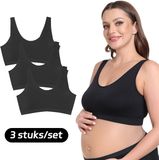MEETHOO 3 Stuk Grote maten zwangerschapsbeha - Naadloze voedingsbh - Zwart-4XL