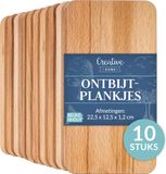Creative Home 10 x Houten Snijplank Geolied | 22,5x12,5x1,2 cm | Natuurlijk Beukenhout | Omkeerbaar | Ideaal voor Elk Huis en Keuken