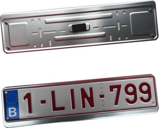 Zilveren aluminium nummerplaathouder voor Belgische nummerplaat 520x110mm - Auto