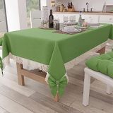 PETTI Artigiani Italiani - Tafelkleed, rechthoekig keukentafelkleed met sangalla-kant en strikken, tafelkleed effen katoen, X6-zits (140 x 180 cm) groen