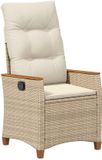 vidaXL Ligstoel voor tuin met kussen, beige en crème, 64 x 57,5 x 112 cm