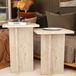 Ultimate Premium Product Table basse Ensemble de 2 tables d'appoint modernes carrées gigognes aspect travertin marbre MDF beige