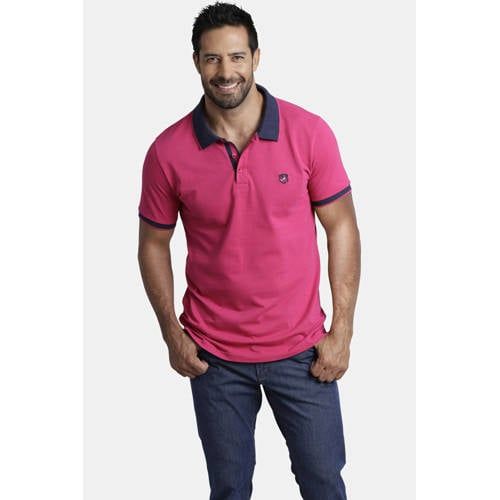 Jan Vanderstorm polo LAVRANS Plus Size met contrastbies roze