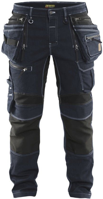 Blåkläder 1990-1141 Werbroek Denim Stretch X1900 Marineblauw/Zwart maat 154