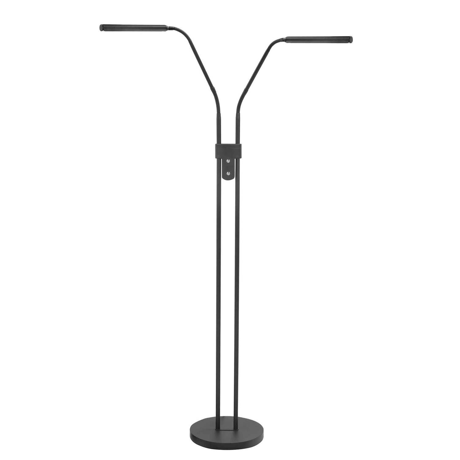 HighLight vloerlamp Murcia 2 lichts - zwart | Staande lamp | Metaal