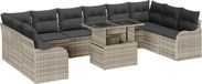 vidaXL Bankstel Lichtgrijs Poly Rattan 11-delig