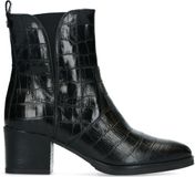No Stress Dames Zwarte enkellaarsjes met crocoprint Maat 37