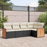Maison Exclusive - Ensemble de jardin, composé de 5 pièces avec coussins, noir, en polyrotin