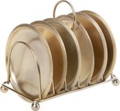 Cosy & Trendy Glazenonderzetters - 6 stuks - Goudkleurig - Metaal - Inclusief houder - 10 cm