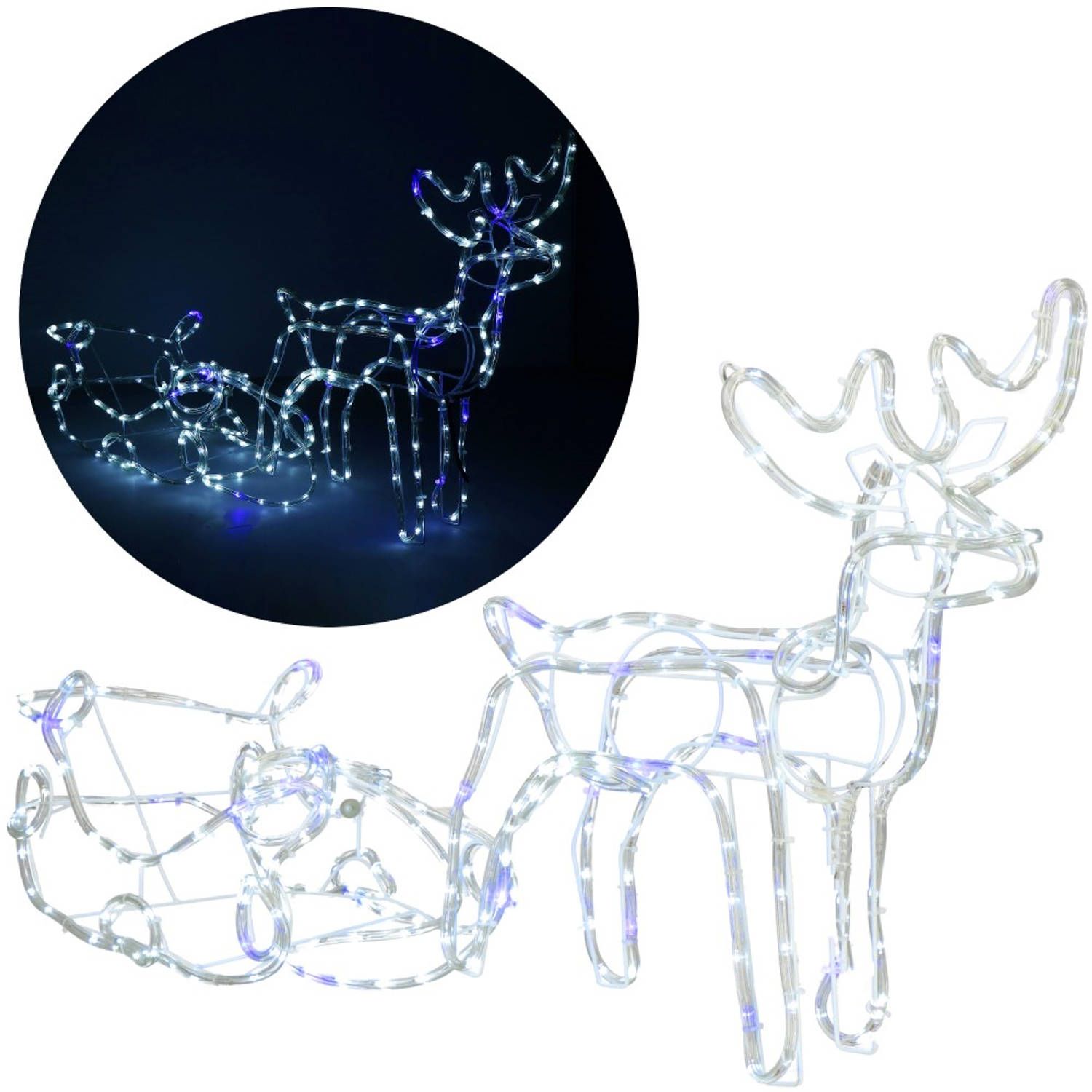 Springos Rendier Met Slee - Binnen & Buiten - 312 LED Lampjes - Koel Wit