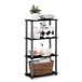 Furinno Turn-S-Tube 4-Tier Multipurpose Plank Display Rack met Vierkante Buis, Zwart/Grijs