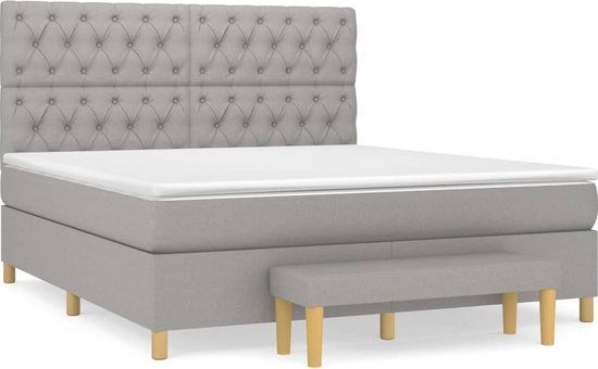 vidaXL Boxspring met matras stof lichtgrijs 160x200 cm