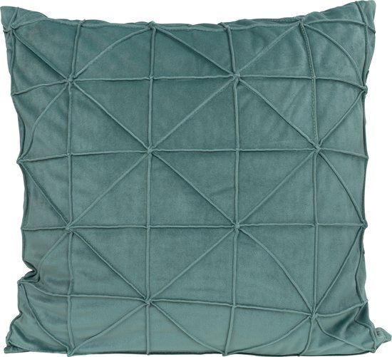 QUVIO Kussensloop geruit met driehoek - 50 x 50 cm - Eucalyptus groen