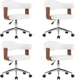 vidaXL Eetkamerstoelen draaibaar 4 st gebogen hout en kunstleer wit