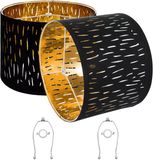 VEVOR Abat-jour Tambour 33x33x25cm Moyen Rond 2 Pièces avec Harpe Noir