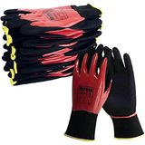 Unigloves Nitrex 360FC herbruikbare algemene handschoenen met nitreGrip technologie, platte nitril en zandernitril, in zwart/rood
