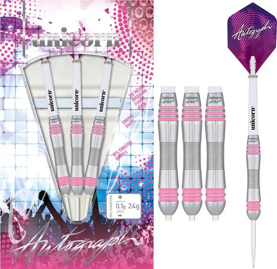 Unicorn UNICORN Darts Set | Handtekening Series Style 2 | 80% natuurlijke wolfraam vaten met roze accenten | stalen tip | 30 g