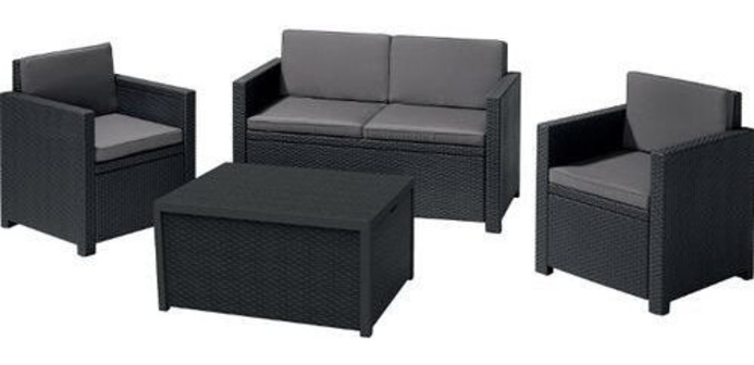 Allibert Monaco Loungeset - 4 zitplaatsen - Grafiet