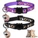 2 Breakaway 2 stuks Kattenhalsbanden met Bell Moons Sterren Leuke Kitty Verstelbare Veilige Kitten Halsbanden met Hanger Glow in The Dark (Zwart & Paars)