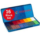 Stockmar 204884266 Waskleurblokken (16 Blokken, Waterbestendig, Van Bijenwas, In Metalen Etui), Meerkleurig