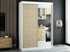 Armoire LAMORA 2 portes coulissantes 150 cm blanc avec miroir