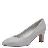 Tamaris Damespumps textiel blokhak, Silver Glam, 37 EU