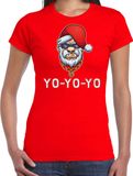 Bellatio Decorations Gangster / rapper Santa fout Kerstshirt / Kerst t-shirt rood voor dames - Kerstkleding / Christmas outfit M