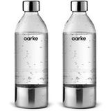 Aarke AASPB1-STEEL 2-pack Flessen voor Bruiswatermaker Carbonator 3, BPA-vrij, met details in Staal (450ml) Steel
