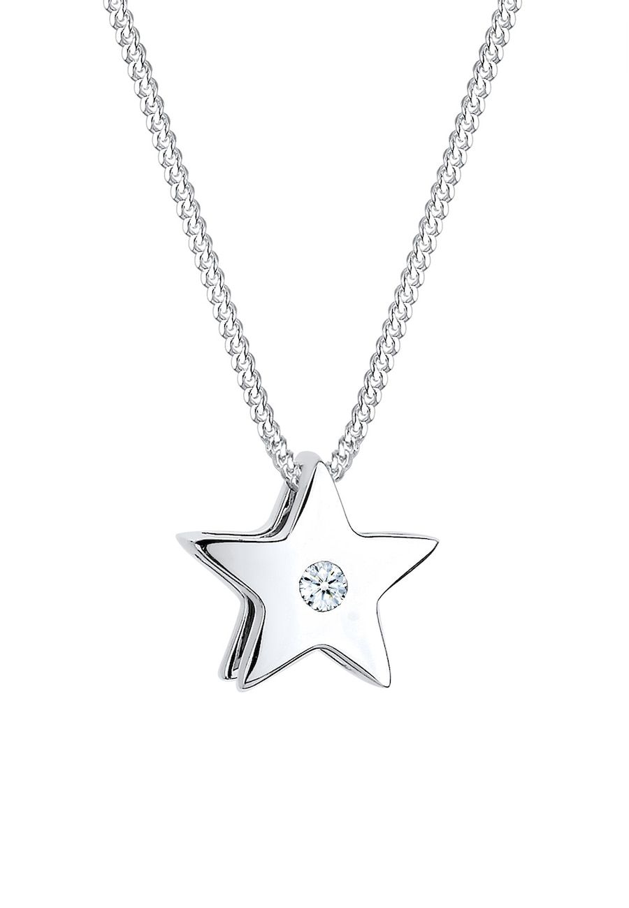 Elli DIAMONDS Halsketting Dames Astro Sterren Hanger Modern met Diamant (0,03 ct.) in 925 Sterling Zilver