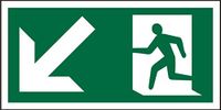Seco Fire Exit pijl naar beneden, links en links, 300 mm x 150 mm - halfharde kunststof 1 mm