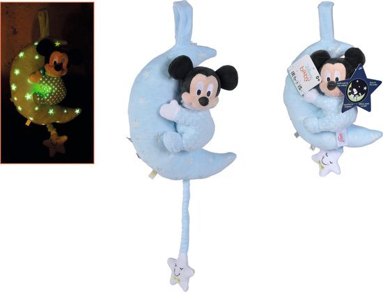 simba Nicotoy 6315872506 - Disney Mickey GID Starry Night, muziekale maan, 20 x 10 x 38 cm, 0m+