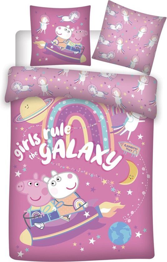 Carbotex Peppa Pig Dekbedovertrek - Roze - 140x200 cm - Eenpersoons