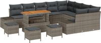 vidaXL Tuinbank Set 10 zitplekken Grijs Polyrattan Hoek loungeset