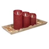 Anna's Collection Anna's Collection Dienblad met LED kaarsen en steentjes - 39 x 15 cm - bordeaux rood
