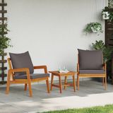 vidaXL Bistroset 3-delig Massief Acacia Hout Donkergrijs