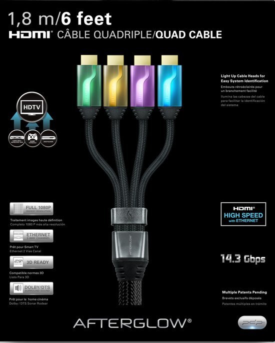 PDP Afterglow HDMI Kabel 4X 1.80m Wii U + Xbox 360 + Xbox One + PS3 + PS4