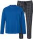 JP 1880 - Heren - Pyjama loungewear tweedelig shirt met lange mouwen - Azuurblauw - Maat XL